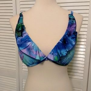 Kenneth Cole ruffle bikini swim top sz 34 B/C *A